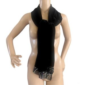Jenny Annie Dots Velvet Scarf Sequin Trimmed